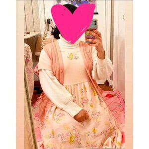 Vintage The Disney Store Winnie the Pooh Cottage Core Waffle Top Pink Maxi